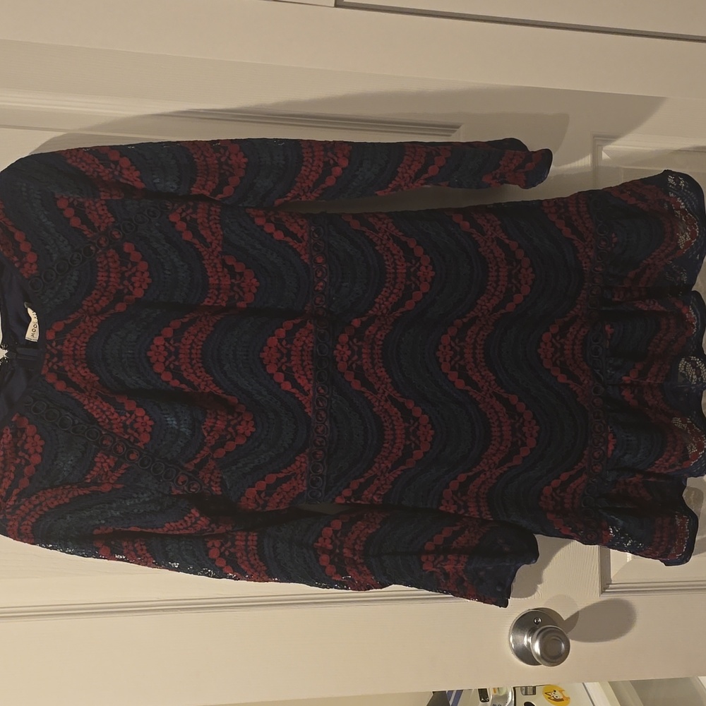 Navy, Green and Pink Lace Dress